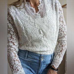 Strut & Bolt white lace body suit L